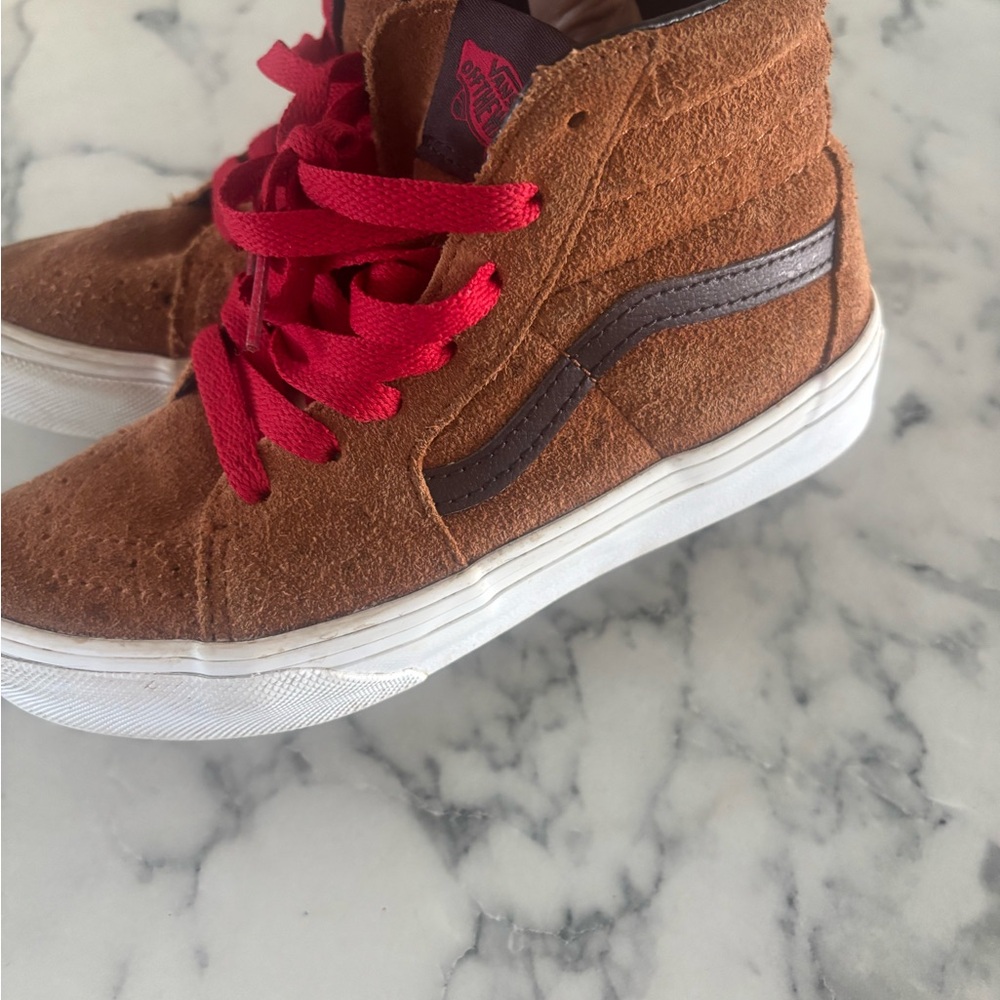 Vans Kids Brown High-Tops with Red Accents